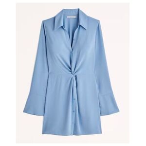 Abercrombie & Fitch | Long Sleeve Twist Front Mini Dress | Blue | Size XXSP